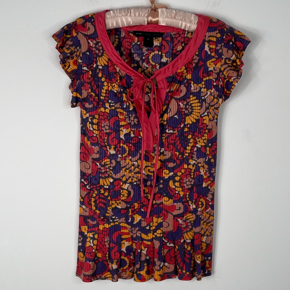 Marc by Marc Jacobs, Retro printed cap-sleeve T-shirt, EUC Created for Live show